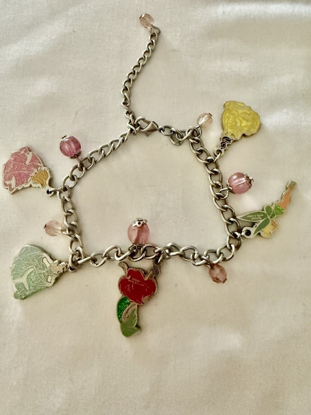 Disney Tinkerbell Charm Bracelet Silver Tone